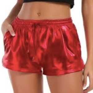 red metallic shorts